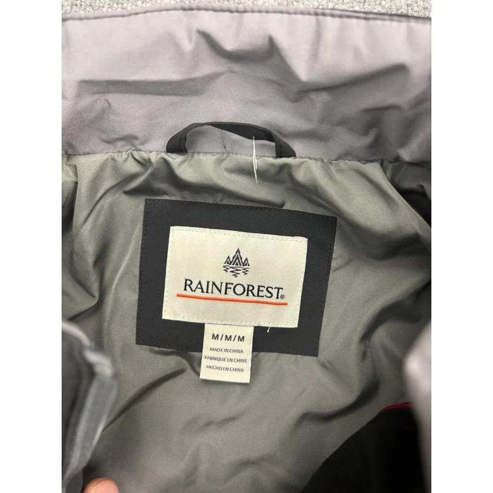 Rainforest Jacket Mens Medium Black Quilted Insulated Full Zip‎ Pockets RF2521